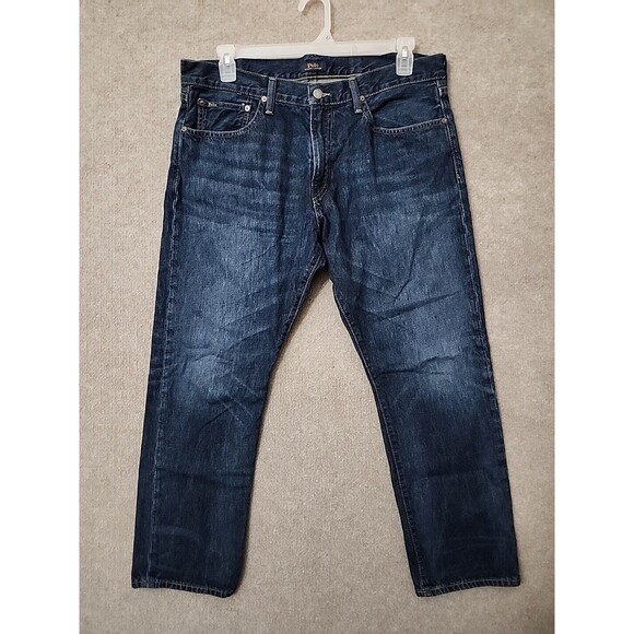 Polo Ralph Lauren Jeans Mens 36x30 Blue Dark Wash Hampton Relaxed Straight
